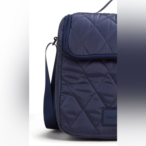Vera BradleyโUltralight Scroll Navy Quilted Crossbody Lunch Bag - Picture 9 of 16